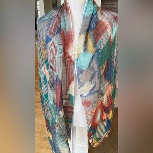 Light Wool blend Multi Color Abstract Scarf /Wrap Made in India